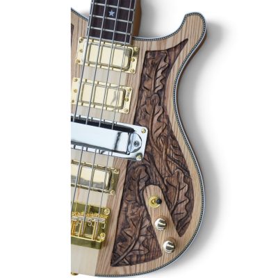 Custom Nova 4003 Naturalglo Lemmy Kilmister Finish 4 String Bass Oak Carved Leaves - Image 3
