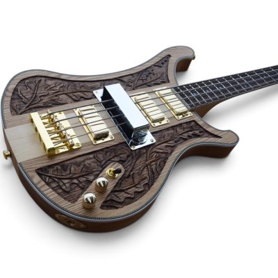 Custom Nova 4003 Naturalglo Lemmy Kilmister Finish 4 String Bass Oak Carved Leaves - Image 6