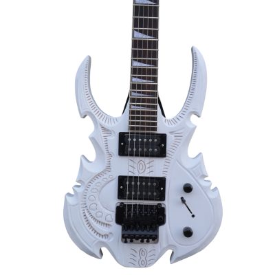 Custom Norturne Beast Carved Medusa White Electric Guitar Floyd Rose Tremolo
