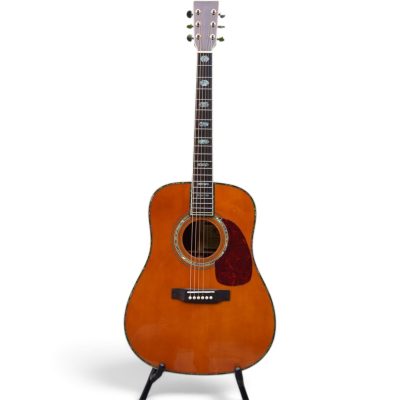 Custom Vertex D45 Amber Finish Solid Spruce Top Acoustic Electric Guitar Fishman Pickups - Image 3