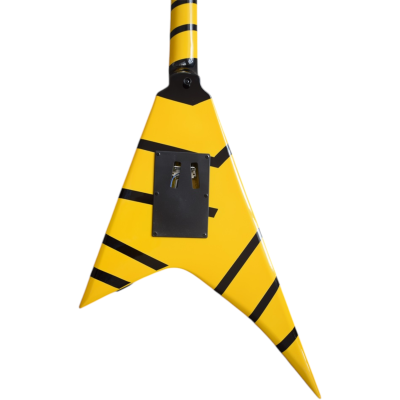 Custom Race Performer Flying V Stryper Graphic Yellow Black Stripes Floyd Rose Tremolo Guitar - Image 10