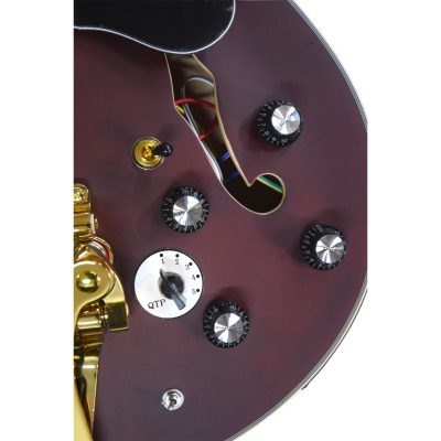 Custom Crown 335 Dark Purple Satin Finish 6 String Electric Guitar Bigsby Tremolo - Image 4