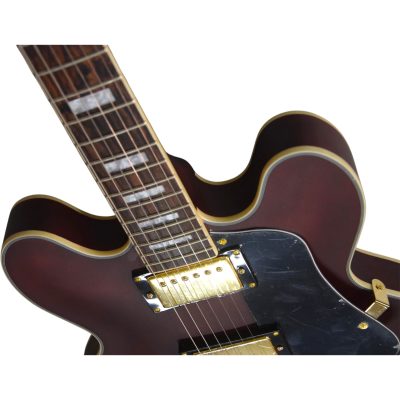 Custom Crown 335 Dark Purple Satin Finish 6 String Electric Guitar Bigsby Tremolo - Image 9