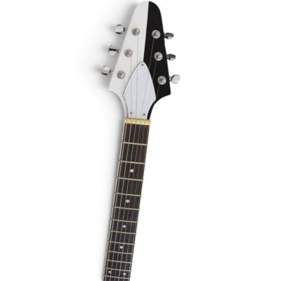 Custom Crown Symmetrical Split Black White Michael Schenker Flying V 6 String Guitar - Image 3