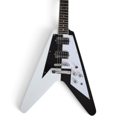 Custom Crown Symmetrical Split Black White Michael Schenker Flying V 6 String Guitar