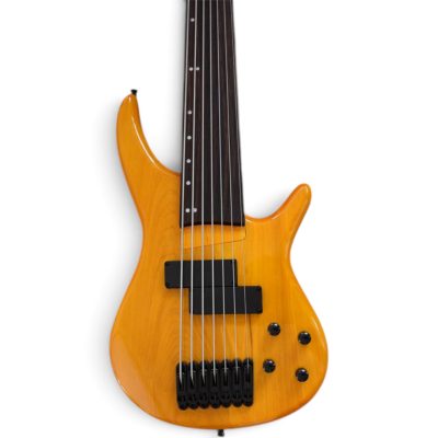 Custom Tornado Natural Finish 7 String Fretless Bass Humbucker Soapbar Pickups