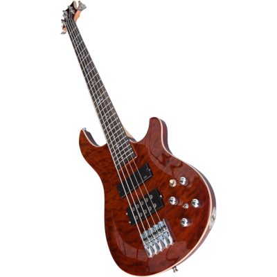 Custom Monarch Amber Burst Quilted Maple Top Kingfisher Rhonda 5 String Bass - Image 8
