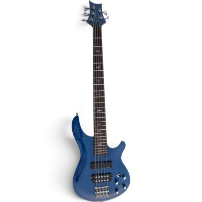 Custom Monarch Faded Blue Burst Quilted Maple Top Kingfisher Rhonda 5 String Bass - Image 9