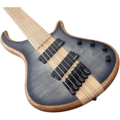 Custom Onyx Setius Gray Flamed Maple Bass Multi Scale Fanned Frets 6 String - Image 9