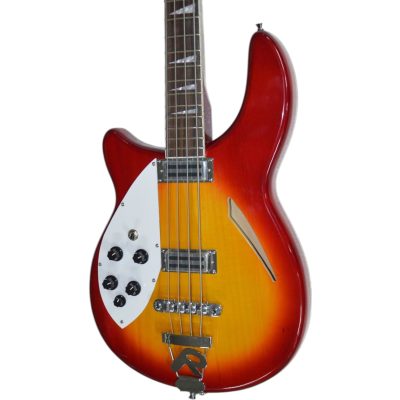 Custom Nova 4005V Fireglo 4 String Bass White Pickguard Left Handed