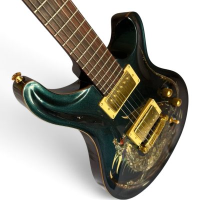 Custom Monarch Santana Green Finish Dragon Design Electric Guitar - Image 5
