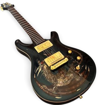 Custom Monarch Santana Green Finish Dragon Design Electric Guitar - Image 4