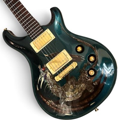 Custom Monarch Santana Green Finish Dragon Design Electric Guitar - Image 3