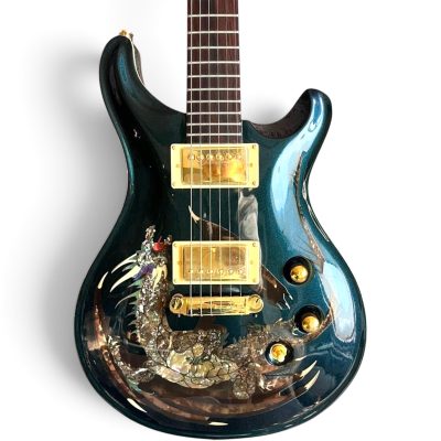 Custom Monarch Santana Green Finish Dragon Design Electric Guitar