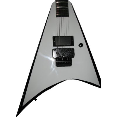 Custom Race Flying V Snow White With Black Bevels RR24 Electric Guitar Floyd Rose Tremolo Active Pickups