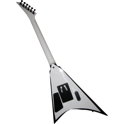 Custom Race Flying V Snow White With Black Bevels RR24 Electric Guitar Floyd Rose Tremolo Active Pickups - Image 6