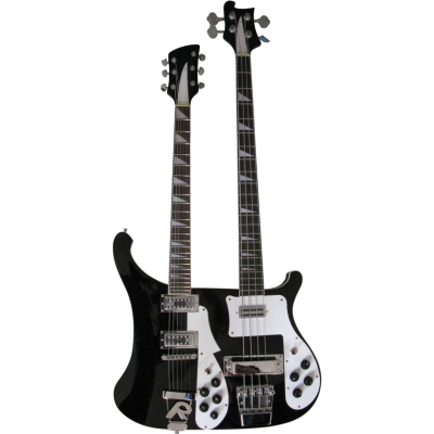 Custom Nova 4080 Geddy Lee Double Neck Jetglo Black 4 String Bass 6 String Electric Guitar