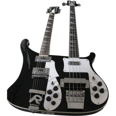 Custom Nova 4080 Geddy Lee Double Neck Jetglo Black 4 String Bass 6 String Electric Guitar - Image 4