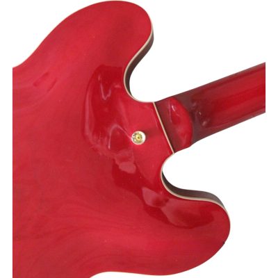 Custom Crown ES335 Trini Lopez Curly Red Flamed Maple Top 6 String Electric Guitar - Image 3