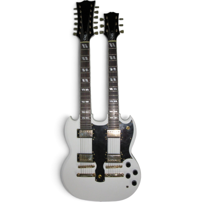 Custom Crown SG EDS1275 White Double Neck 12 6 String Electric Guitar