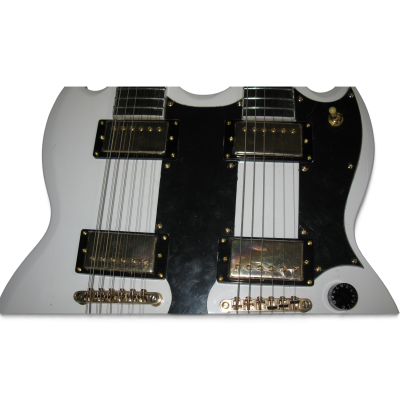 Custom Crown SG EDS1275 White Double Neck 12 6 String Electric Guitar - Image 4