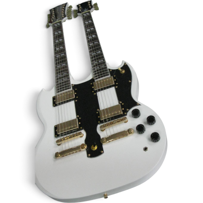 Custom Crown SG EDS1275 White Double Neck 12 6 String Electric Guitar - Image 5