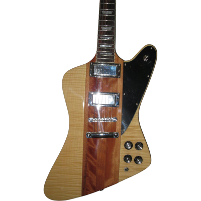 Custom Crown Firebird Natural Flame Maple Outer Body Wings Mahogany Walnut Neck Through Johnny Mini Humbuckers