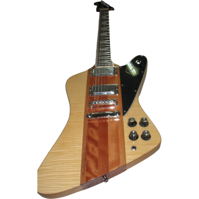 Custom Crown Firebird Natural Flame Maple Outer Body Wings Mahogany Walnut Neck Through Johnny Mini Humbuckers - Image 5