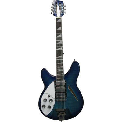 Custom Nova Slash Soundhole Blue Flamed Maple Top 360 George 12 String Guitar Left Handed 3 Pickups - Image 2