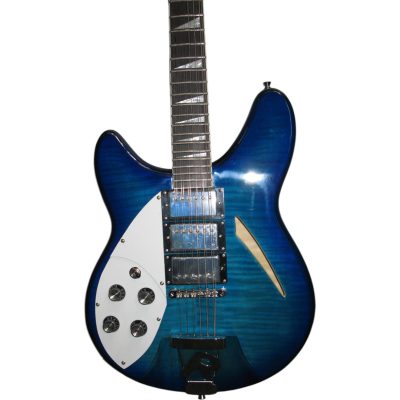 Custom Nova Slash Soundhole Blue Flamed Maple Top 360 George 12 String Guitar Left Handed 3 Pickups