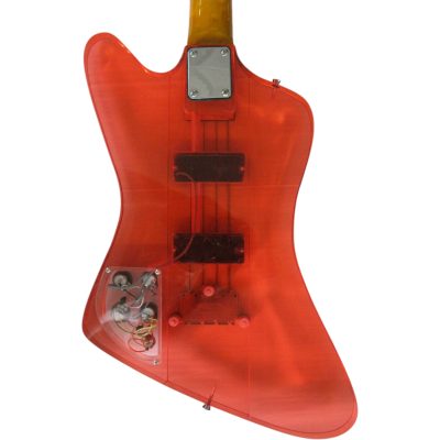 Custom Crown Translucent Red Thunderbird Lucite Plexiglass 4 String Bass - Image 4