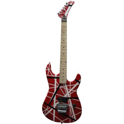 Custom Lazu Wolfgang Red Black White Stripes 5150 Red Floyd Rose Tremolo Guitar - Image 5