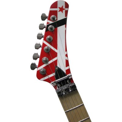 Custom Lazu Wolfgang Red Black White Stripes 5150 Red Floyd Rose Tremolo Guitar - Image 3