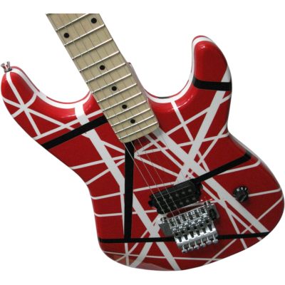 Custom Lazu Wolfgang Red Black White Stripes 5150 Red Floyd Rose Tremolo Guitar - Image 2