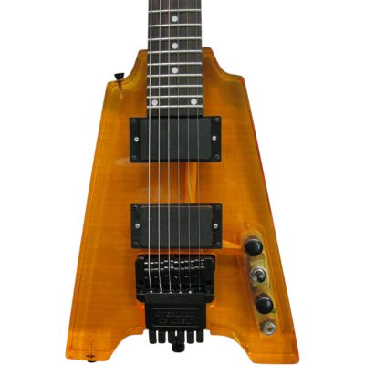 Custom Ametrine Lucite Dan Acrylic Orange Plexiglass Headless 6 String Guitar