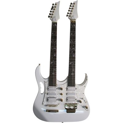 Custom Axis Steve Double Neck White Jem 6 and 6 String Floyd Rose Tremolo Guitar - Image 6