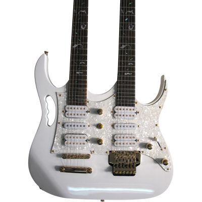 Custom Axis Steve Double Neck White Jem 6 and 6 String Floyd Rose Tremolo Guitar