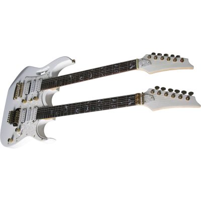 Custom Axis Steve Double Neck White Jem 6 and 6 String Floyd Rose Tremolo Guitar - Image 5