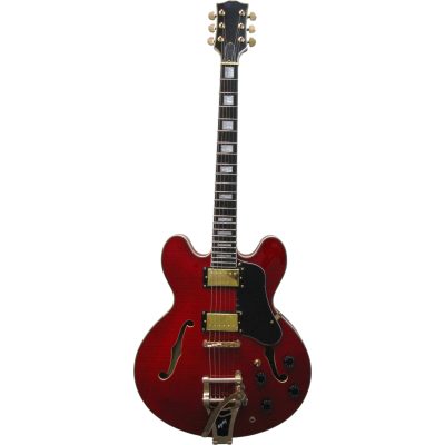 Custom Crown ES355 Semi Hollowbody Wine Red Bigsby Tremolo Guitar - Image 2