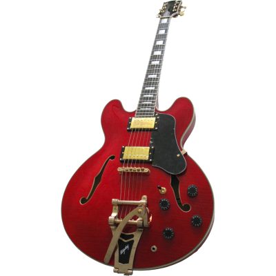 Custom Crown ES355 Semi Hollowbody Wine Red Bigsby Tremolo Guitar - Image 5
