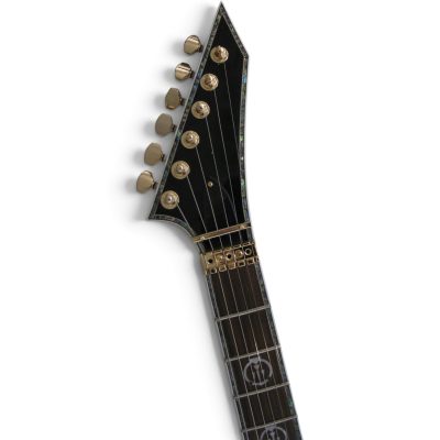 Custom Obsidian Flying V Alexi Laiho Black Yellow Bevels Floyd Rose Tremolo Guitar - Image 3