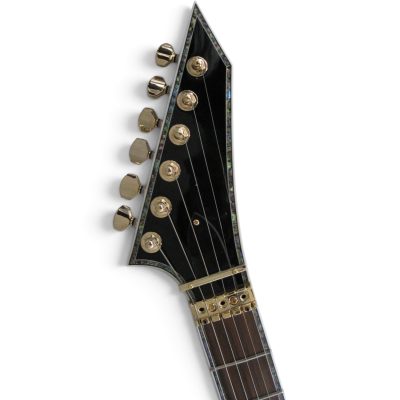 Custom Obsidian Flying V Alexi Laiho Black Yellow Bevels Floyd Rose Tremolo Guitar - Image 4