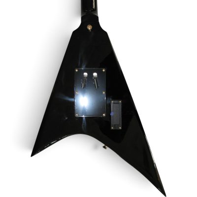 Custom Obsidian Flying V Alexi Laiho Black Yellow Bevels Floyd Rose Tremolo Guitar - Image 9