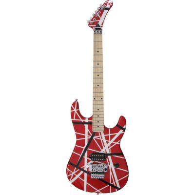 Custom Lazu Wolfgang Red Black White Stripes 5150 Red Tremolo Guitar - Image 2