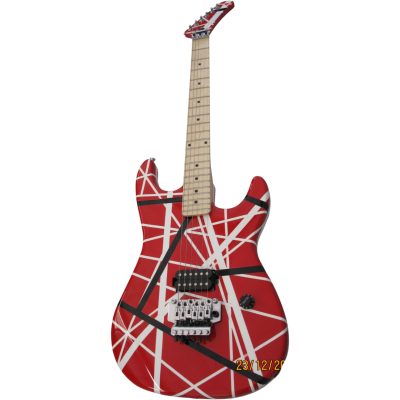Custom Lazu Wolfgang Red Black White Stripes 5150 Red Tremolo Guitar - Image 5