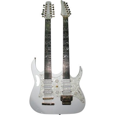 Custom Axis Steve Double Neck White Jem 6 and 12 String Floyd Rose Tremolo Guitar - Image 4