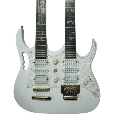 Custom Axis Steve Double Neck White Jem 6 and 12 String Floyd Rose Tremolo Guitar