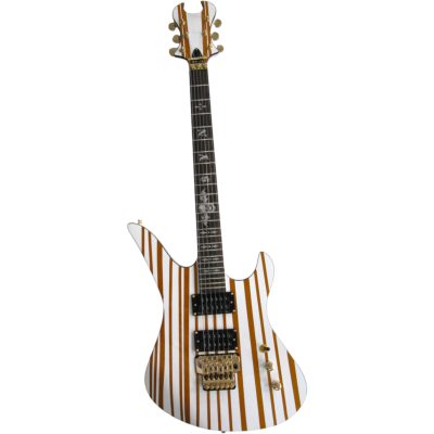 Custom Titan Synyster Gates White Gold Pinstripe Floyd Rose Tremolo Electric Guitar - Image 2