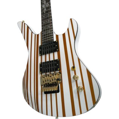 Custom Titan Synyster Gates White Gold Pinstripe Floyd Rose Tremolo Electric Guitar - Image 4