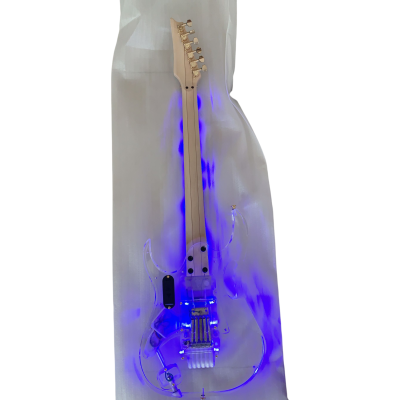 Custom Axis Plexiglass Acrylic Blue LED Jem Guitar Floyd Rose Tremolo Seymour Duncan JB Sustainiac Stealth Pro Kit Option - Image 8
